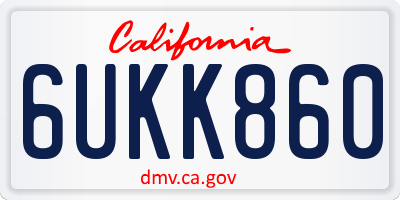 CA license plate 6UKK860