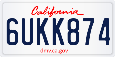 CA license plate 6UKK874