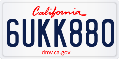 CA license plate 6UKK880