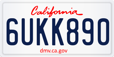 CA license plate 6UKK890