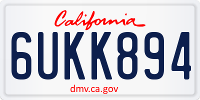 CA license plate 6UKK894