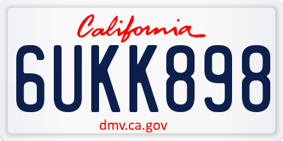 CA license plate 6UKK898
