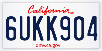 CA license plate 6UKK904