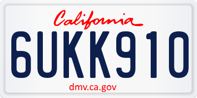 CA license plate 6UKK910