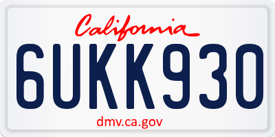 CA license plate 6UKK930