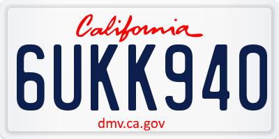 CA license plate 6UKK940