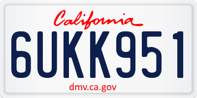 CA license plate 6UKK951