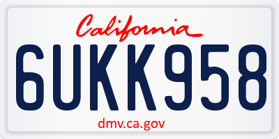 CA license plate 6UKK958