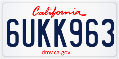 CA license plate 6UKK963