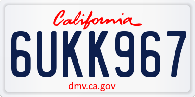 CA license plate 6UKK967