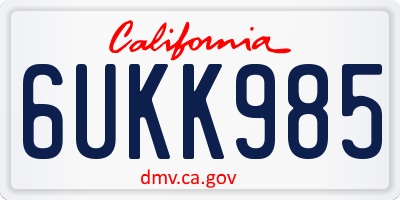 CA license plate 6UKK985