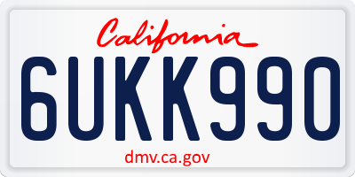 CA license plate 6UKK990