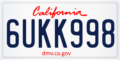 CA license plate 6UKK998