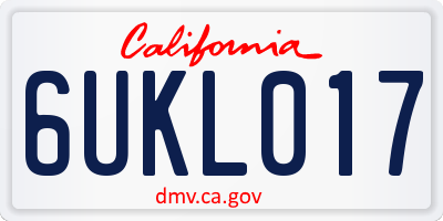 CA license plate 6UKL017