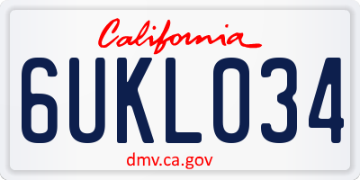 CA license plate 6UKL034