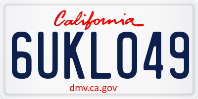 CA license plate 6UKL049