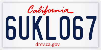 CA license plate 6UKL067