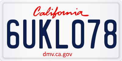 CA license plate 6UKL078