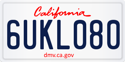 CA license plate 6UKL080