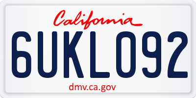 CA license plate 6UKL092