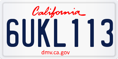 CA license plate 6UKL113