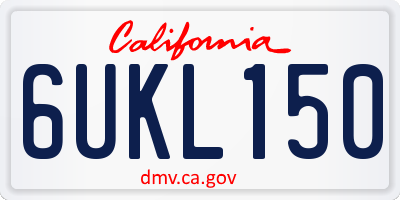 CA license plate 6UKL150