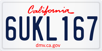 CA license plate 6UKL167