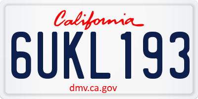 CA license plate 6UKL193