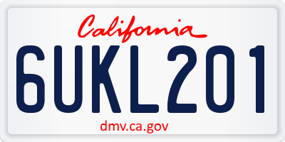 CA license plate 6UKL201