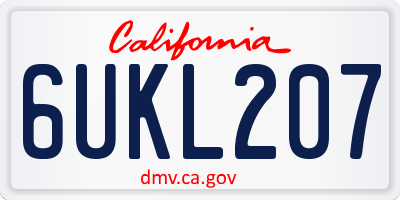 CA license plate 6UKL207