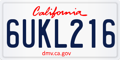CA license plate 6UKL216