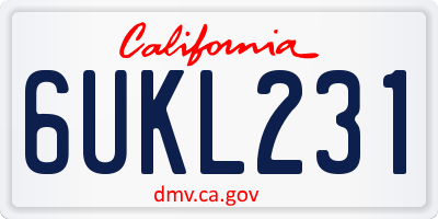 CA license plate 6UKL231