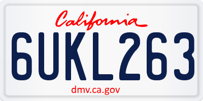 CA license plate 6UKL263