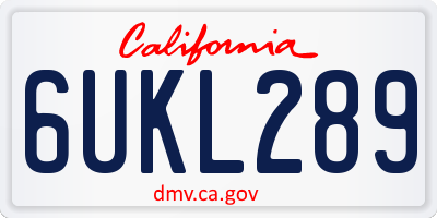 CA license plate 6UKL289