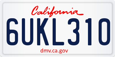 CA license plate 6UKL310