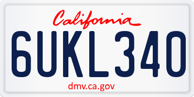 CA license plate 6UKL340