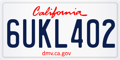 CA license plate 6UKL402