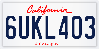 CA license plate 6UKL403
