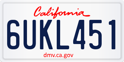 CA license plate 6UKL451