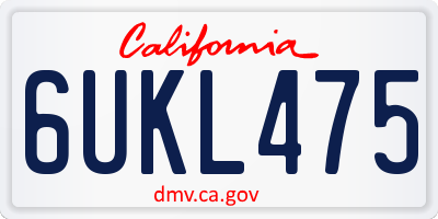CA license plate 6UKL475