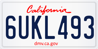 CA license plate 6UKL493