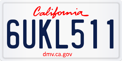 CA license plate 6UKL511