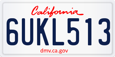 CA license plate 6UKL513