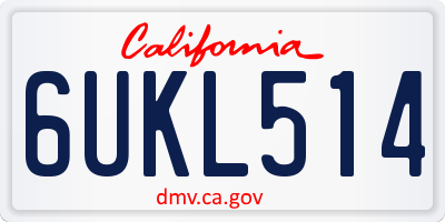 CA license plate 6UKL514