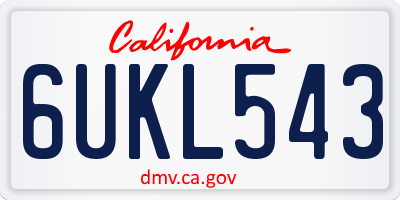 CA license plate 6UKL543