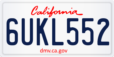 CA license plate 6UKL552