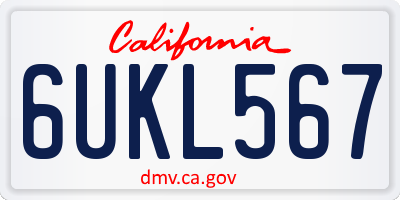 CA license plate 6UKL567
