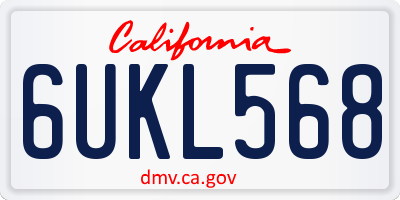 CA license plate 6UKL568