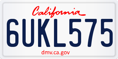 CA license plate 6UKL575