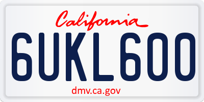 CA license plate 6UKL600